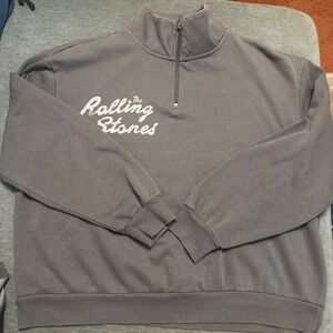 Rolling‎ Stones Quarter Zip Sweatshirt Gray Checkerboard Tongue Graphic Size M